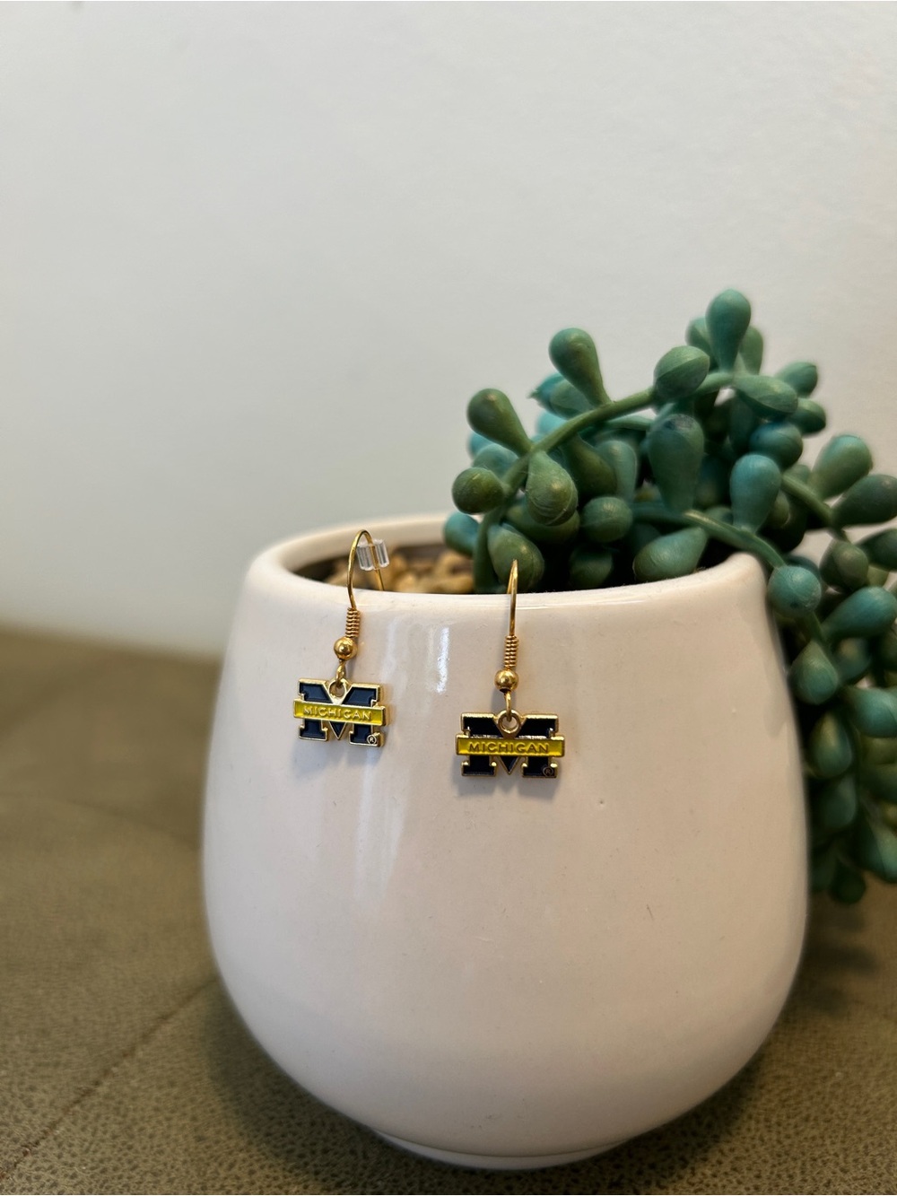 Block M Earrings - Gold and Blue